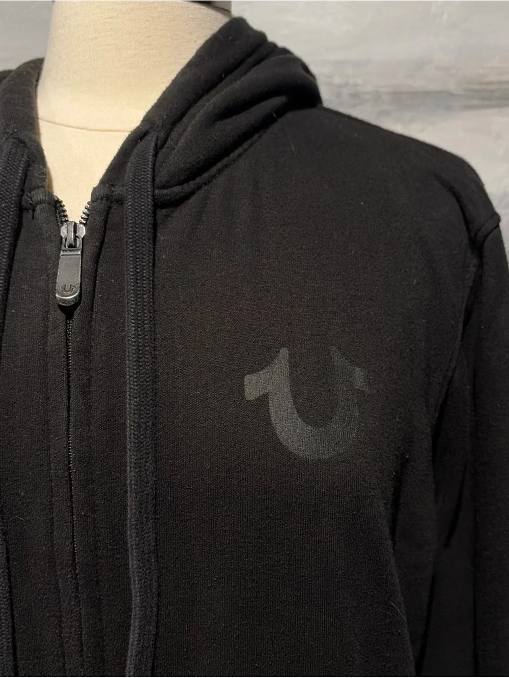 Vintage TRUE RELIGION Zip Up Hoodie Buddha Classic Logo Sweatshirt Y2K Mono